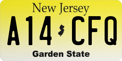 NJ license plate A14CFQ