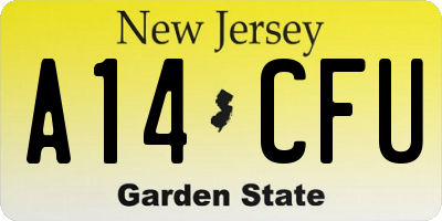 NJ license plate A14CFU