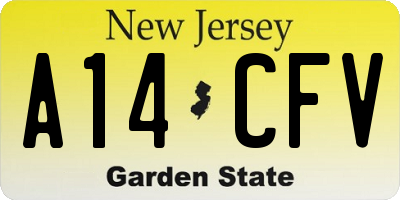NJ license plate A14CFV