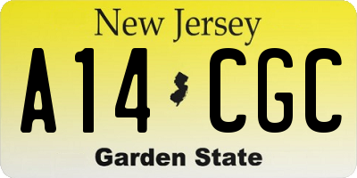 NJ license plate A14CGC