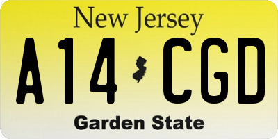 NJ license plate A14CGD