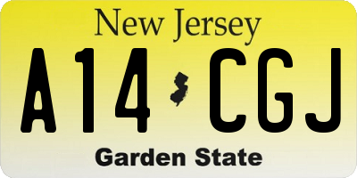 NJ license plate A14CGJ