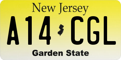 NJ license plate A14CGL