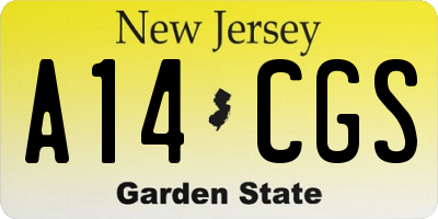 NJ license plate A14CGS