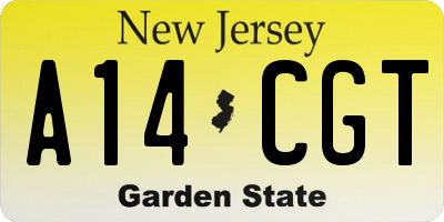 NJ license plate A14CGT