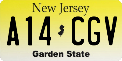 NJ license plate A14CGV