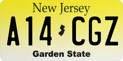 NJ license plate A14CGZ
