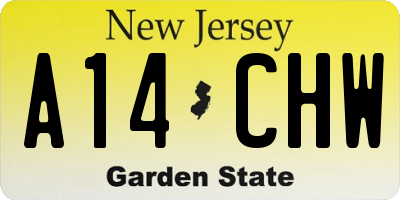 NJ license plate A14CHW