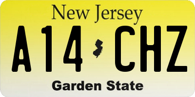 NJ license plate A14CHZ