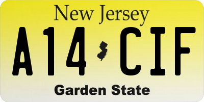 NJ license plate A14CIF
