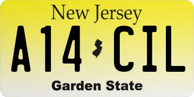 NJ license plate A14CIL