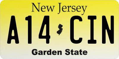 NJ license plate A14CIN