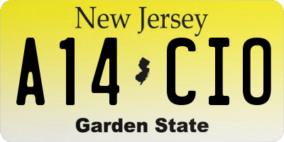 NJ license plate A14CIO