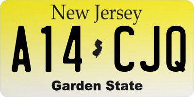NJ license plate A14CJQ