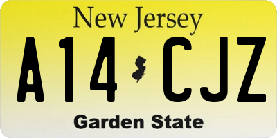 NJ license plate A14CJZ