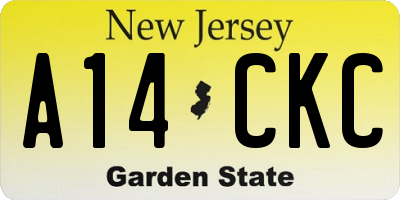 NJ license plate A14CKC