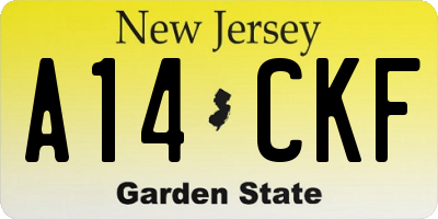 NJ license plate A14CKF