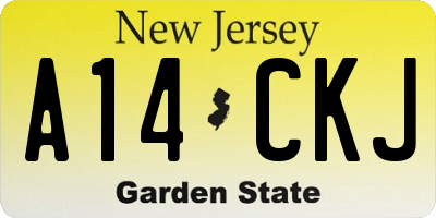 NJ license plate A14CKJ