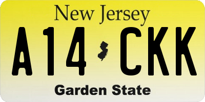 NJ license plate A14CKK