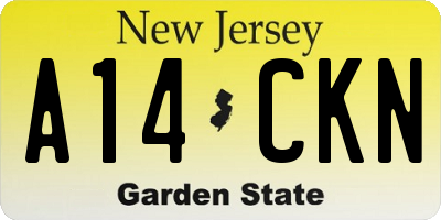 NJ license plate A14CKN