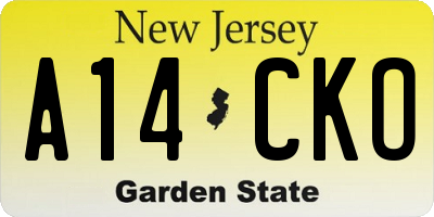 NJ license plate A14CKO