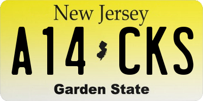 NJ license plate A14CKS