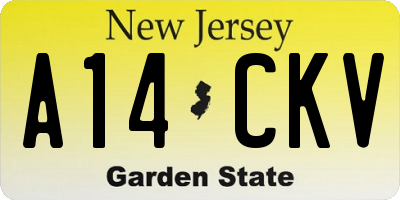 NJ license plate A14CKV