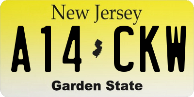 NJ license plate A14CKW