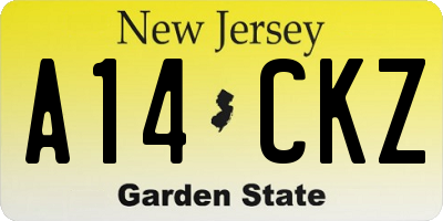 NJ license plate A14CKZ