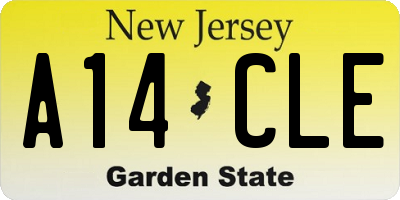 NJ license plate A14CLE