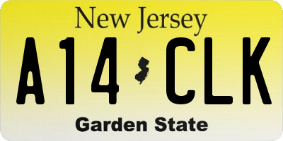 NJ license plate A14CLK