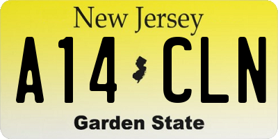 NJ license plate A14CLN