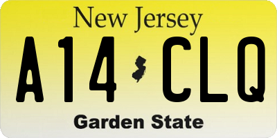 NJ license plate A14CLQ