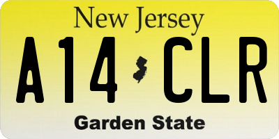 NJ license plate A14CLR