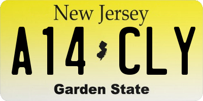 NJ license plate A14CLY