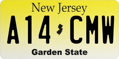 NJ license plate A14CMW