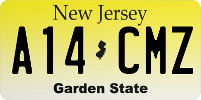 NJ license plate A14CMZ