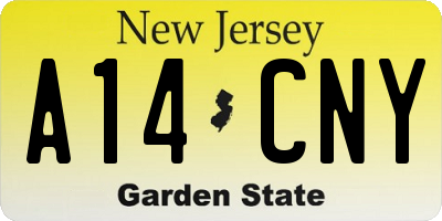 NJ license plate A14CNY