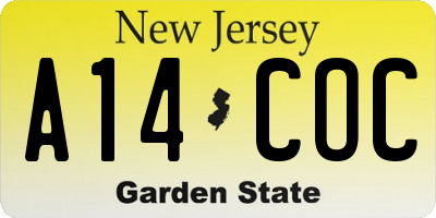 NJ license plate A14COC