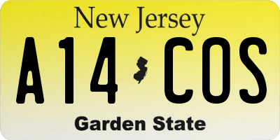 NJ license plate A14COS
