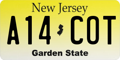NJ license plate A14COT