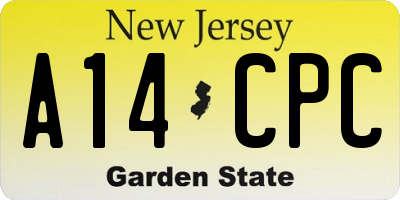 NJ license plate A14CPC