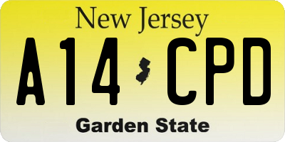 NJ license plate A14CPD