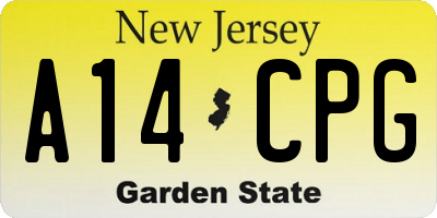 NJ license plate A14CPG