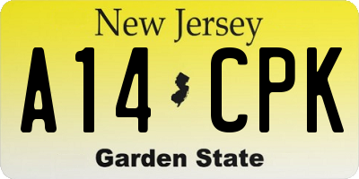 NJ license plate A14CPK