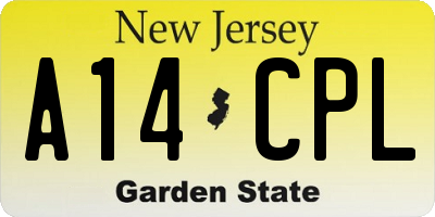 NJ license plate A14CPL