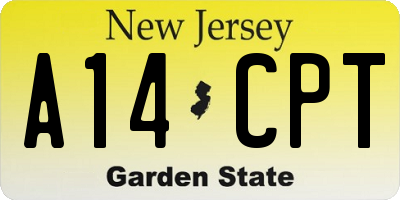 NJ license plate A14CPT