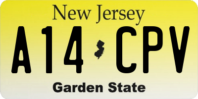 NJ license plate A14CPV