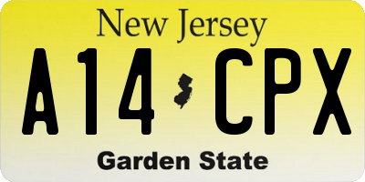 NJ license plate A14CPX