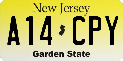 NJ license plate A14CPY